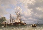 Sailing ships in the harbor Antonie Waldorp